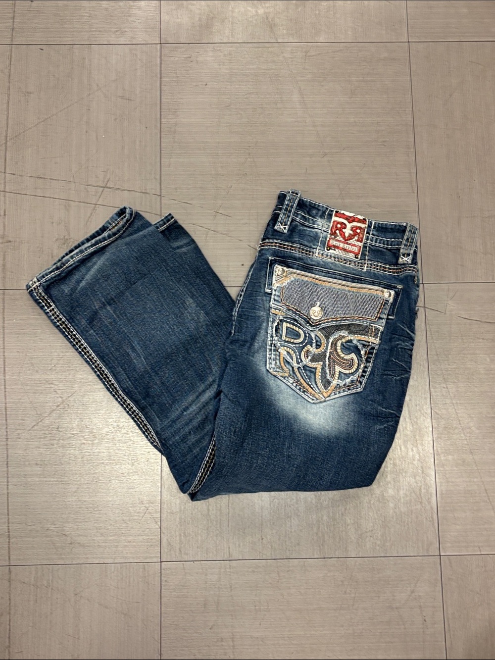 Rock Revival - Mens Amari J200R Straight Jean, size 40 US mens, color blue. - Picture 5 of 7
